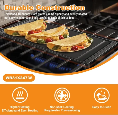 Miniatura 2 de WB31X24738 Repuesto de plancha para estufa GE JGB700SEJ4SS y JGSS66SEL3SS (una sartén saludable de aluminio fundido)