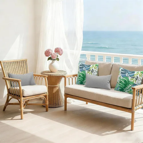 Miniatura 785 de Juego de 2 almohadas para exteriores de 16 x 16 pulgadas, repelentes al agua con interiores, para muebles de patio, hogar, jardín, geometría bohemia