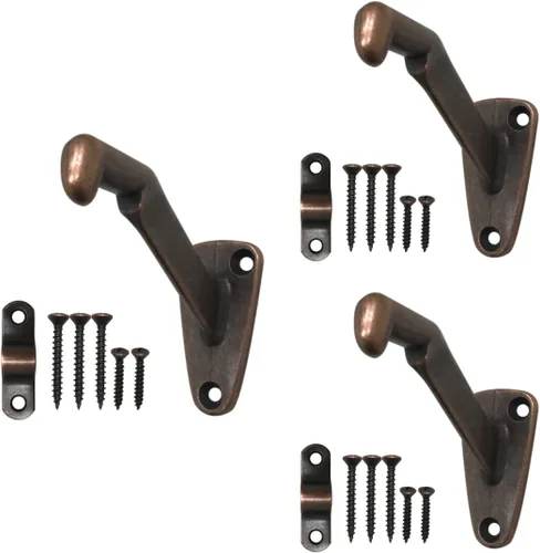 Soporte de barandilla resistente montado en la pared bronce antiguo estilo V, paquete de 3 | HOWTOOL