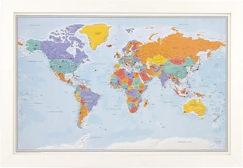 Miniatura 17 de Póster personalizado en lienzo enrollado con mapa del mundo, arte de pared con chinchetas – Grande 24" x 36" mapa del mundo de océanos azules
