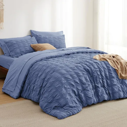 Miniatura 12 de Bedsure Cama en una Bolsa Individual - 5 Piezas de Juego de Edredón con Diseño de Sombrero de Paja, Juego de Ropa de Cama Blanco Boho Suave