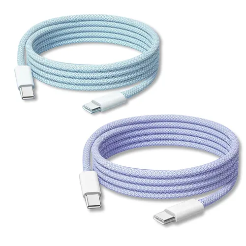 Cable USB C de 3 pies, cable USB C a USB C [paquete de 2] cable USB tipo C corto para Android Auto trenzado en tren para Google Pixel 9 Pro XL 8 Pro