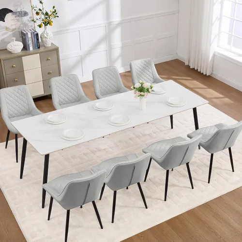 Miniatura 13 de Silla de Comedor, Sillas de Comedor Modernas con Cojines Gruesos, Sillas de Comedor de Cocina y Salón Tapizadas en Cuero Sintético con Patas Negro