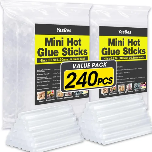 Miniatura 8 de Paquete de 600 mini barras de pegamento caliente, 4 pulgadas de largo x 0.27 pulgadas de diámetro para mini pistolas de pegamento, multiusos