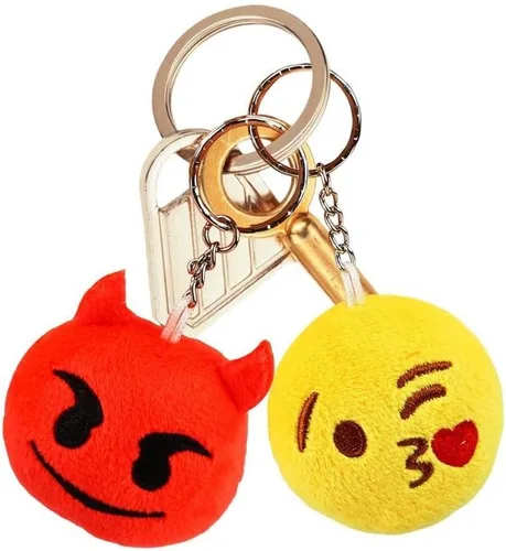 Miniatura 2 de Dreampark Emoji - Llavero de felpa para niños, diseño de emoji, ideal para fiestas de Navidad o cumpleaños, 2 pulgadas