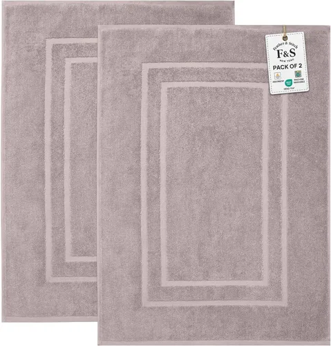 Miniatura 25 de Feather & Stitch - 2 tapetes de baño tipo toalla (30 x 21 pulgadas), tapetes de baño de rizo 100% algodón, tapetes para el suelo de la ducha