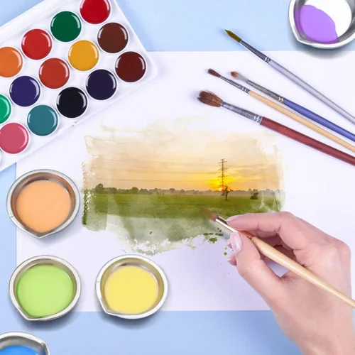 Miniatura 7 de Cabilock 12 paletas de mezcla de pintura de acero inoxidable con boca, bandeja redonda pequeña para acuarela para uso doméstico y en tienda