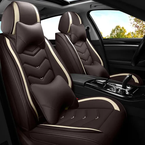 Miniatura 26 de ADERN Fundas de asiento de automóvil para Nissan Altima 2001-2026, funda de asiento de automóvil de piel de napa premium, elegantes fundas de Beige