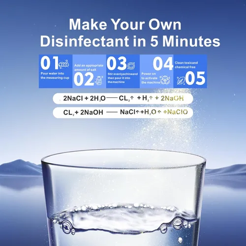 Miniatura 3 de Generador portátil de ácido hipocloroso (HOCL), generador de solución hipoclorosa de sodio de 2L, sistema de agua electrolizada de fabricación