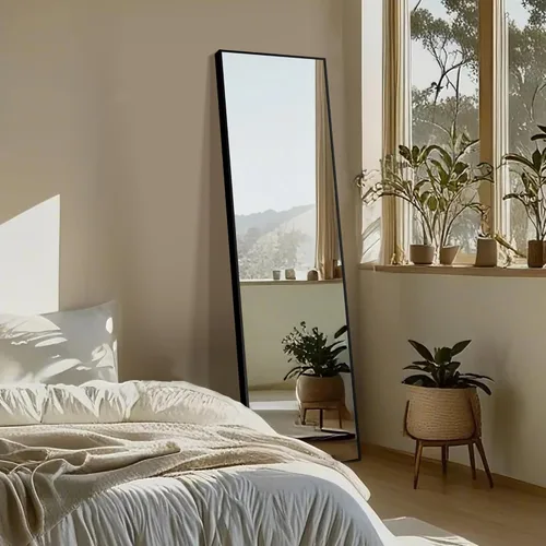 Miniatura 7 de Delma - Espejo de pared de longitud completa, espejo de pie de cuerpo completo, espejo grande de piso para pared, puerta, dormitorio, baño, sala