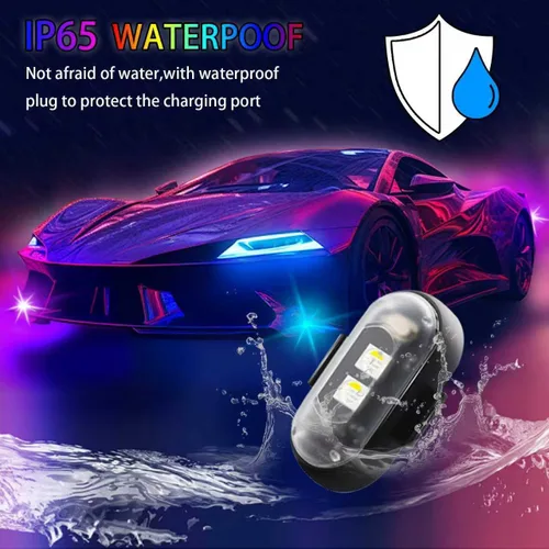 Miniatura 5 de Luces estroboscópicas RGB para aviones con control remoto, luz estroboscópica inalámbrica LED de 8 colores, multimodo, luces de advertencia