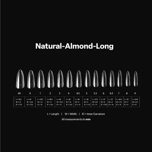 Miniatura 5 de Aprés Gel-X® Almendra Caja de Puntas de Uñas 280 Puntas Gel-X, Puntas Suaves, 14 Tamaños 00-9 Incluye mitades