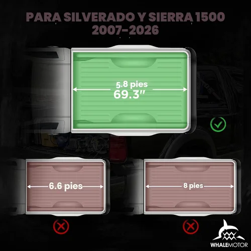 Miniatura 2 de Cubierta plegable rígida para caja de camioneta compatible con Chevy Silverado y GMC Sierra 1500 (2007-2025) caja corta de 5.8 pies