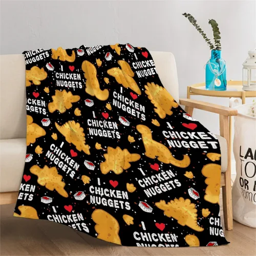 Miniatura 2 de Manta de Nuggets de Pollo - Manta de Franela Ultra Suave de Nuggets de Dinosaurio para Niños - Divertida Manta de Comida Decoración del Hogar