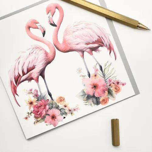 Miniatura 2 de Old English Co. - Tarjeta de cumpleaños de flamenco para amiga, bonita tarjeta de aniversario de boda para esposa y esposo, tarjeta de arte de vida