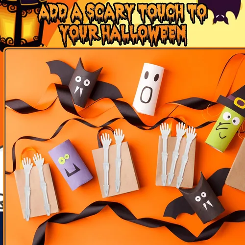 Miniatura 5 de Seajan 50 bolígrafos de Halloween que brillan en la oscuridad con huesos de calavera novedosos bolígrafos de enfermería creativos para niños