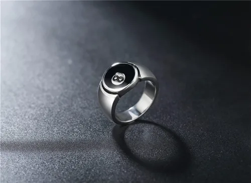 Miniatura 4 de OAKKY Anillo de acero inoxidable para hombre, 8 bolas, sello gótico de la suerte