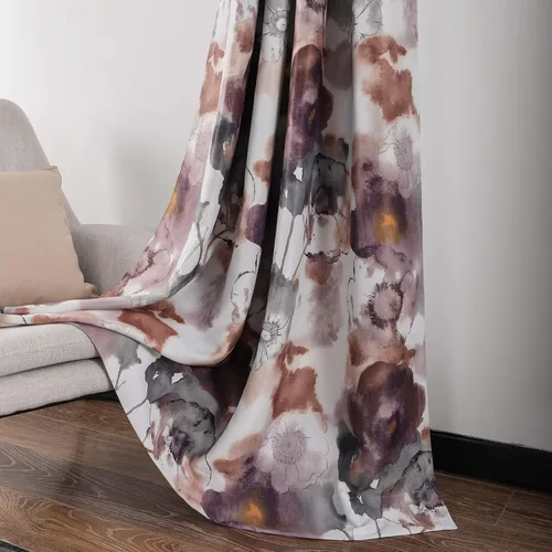 Miniatura 17 de Leeva - Cortinas de ventana para sala de estar, con estampado floral, cortinas de lino texturizado pesado con aislamiento térmico y oscurecimiento