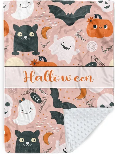 Manta de bebé personalizada de Halloween, manta con nombre personalizado para niños pequeños, franela suave con respaldo de puntos de doble capa,