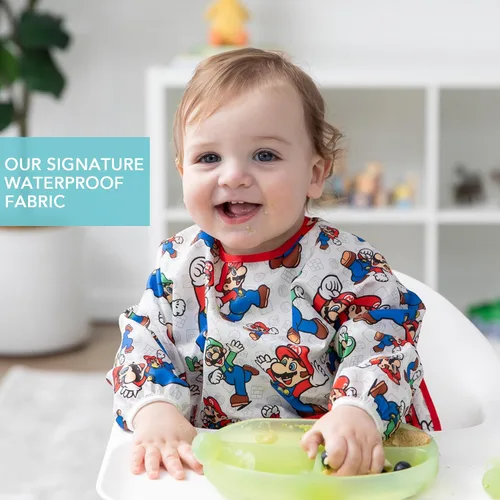 Miniatura 3 de Bumkins Baberos, para bebés y niños pequeños de 6 a 24 meses, mangas largas, imprescindible para comer, alimentar, ahorrar desorden, tela ligera J3