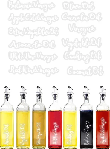 Etiquetas modernas para botellas de aceite y vinagre, juego de etiquetas minimalistas impermeables para contenedores de cocina (12)