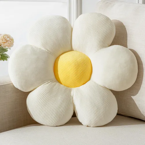 Almohada de Flores, Linda Almohada Decorativa Cojín de Margaritas 15.75" Blanco Almohadas Decorativas para el Hogar para Cama, Sofá, Sillón