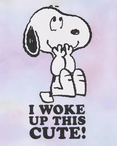 Miniatura 3 de INTIMO Peanuts - Conjunto de pijama para niña con texto en inglés "I Woke Up This Cute Snoopy Tie-dye