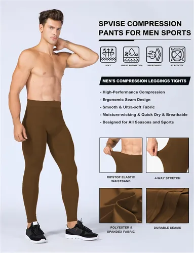 Miniatura 31 de SPVISE Pantalones de compresión para hombre, leggings para deportes, gimnasio, mallas atléticas frescas y secas, capa base para correr, fútbol