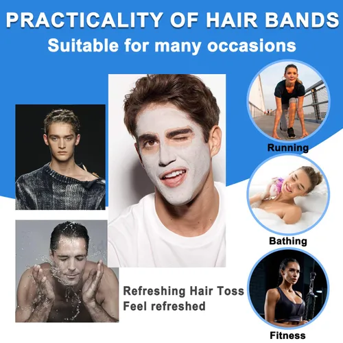 Miniatura 5 de Diademas de metal para hombres, bandas de cabello onduladas unisex de moda, bandas de cabello elásticas en zigzag perfectas para deportes al aire