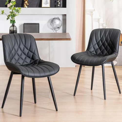 Miniatura 11 de YOUNUOKE Juego de 2 Sillas de Comedor de Mediados de Siglo Modernas Silla de Cocina Cómodas Sillas Tapizadas de Cuero Sintético Sillas de Cena