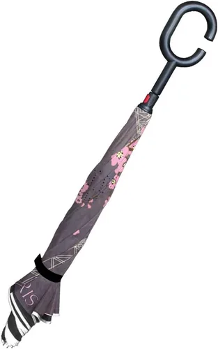 Miniatura 4 de MRMIAN Vintage Eiffel Tower Plum Cherry Blossoms Windproof Inverted Open Close Reverse Rain Umbrella Inside Out Quality Waterproof Parasol Upside