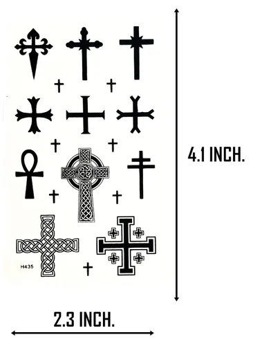 Miniatura 2 de ONCEX Mini 3 Hojas Crucifijo Tatuajes Temporales Mujeres Hombres Arte Impermeable Pegatinas Crucifijo Dibujos Animados Diseños Cuerpo Brazos Piernas