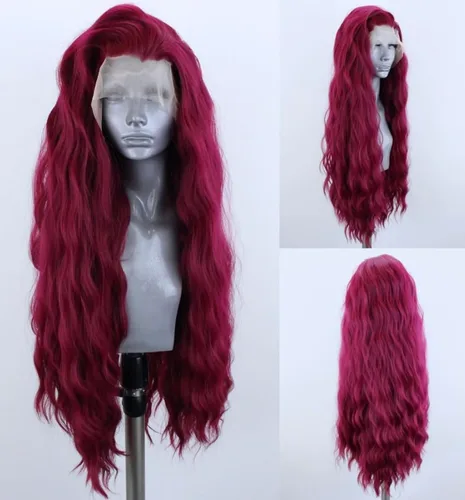 Miniatura 5 de Pelucas de encaje frontal sintéticas largas y rizadas de color gris para mujeres, parte central, línea natural del cabello, pelucas de encaje