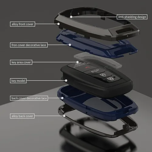 Miniatura 6 de Funda para llavero Toyota con llavero, carcasa de metal suave TPU de protección completa para Toyota 2016-2023 RAV4 Highlander Camry Corolla Avalon