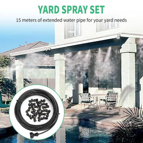 Miniatura 5 de Sistema de nebulización de 50 pies para enfriar el sistema de niebla al aire libre para patio exterior que produce niebla de agua en el patio