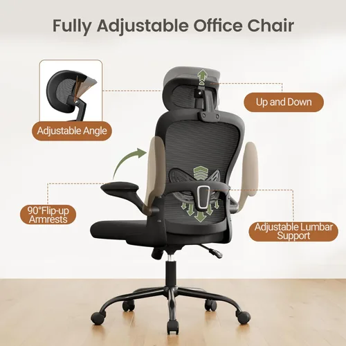 Miniatura 3 de Homall Silla ergonómica para computadora de oficina, silla de escritorio con reposacabezas 3D, soporte lumbar ajustable, silla de malla con respaldo