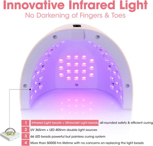 Miniatura 2 de Gellen Luz UV para uñas, lámpara LED UV de 268 W para dedos del pie, secador de uñas profesional de secado rápido para esmalte de uñas de gel, 4