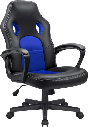 Miniatura 12 de Silla ejecutiva de piel para oficina, sala de conferencias o videojuegos con respaldo alto, ergonómica, ajustable., Blanco