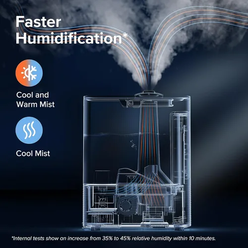 Miniatura 25 de LEVOIT Humidificadores evaporativos para dormitorio de bebé, filtros dobles de aire y agua, sensor separado, sin luz azul para luz nocturna de Blanco