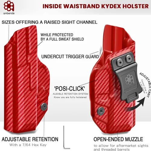 Miniatura 4 de Amberide IWB Kydex Holster for Glock 17/22 / 31/34 Gen 1-5, Concealed Carry, MOS and Non-MOS Options Available, Adjustable Cant, Posi-Click Fibra