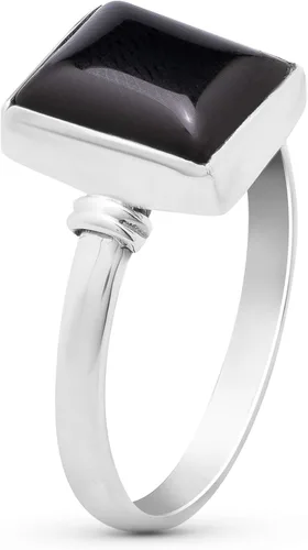 Miniatura 2 de Anillo cuadrado de ónix negro, plata de ley 925, estilo étnico, vintage, tribal gitano, estilo boho