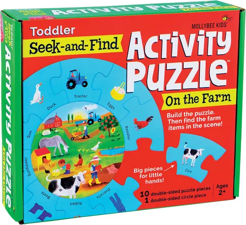 Miniatura 8 de MOLLYBEE KIDS Parque de rompecabezas de actividades Seek-and Find, 2 años, primer rompecabezas, 11 piezas, doble cara