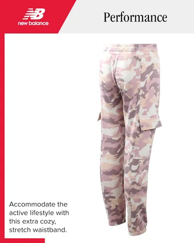 Miniatura 63 de New Balance Pantalones deportivos para niña, forro polar de mezcla de algodón suave con cordón y bolsillos (tallas 8-16)