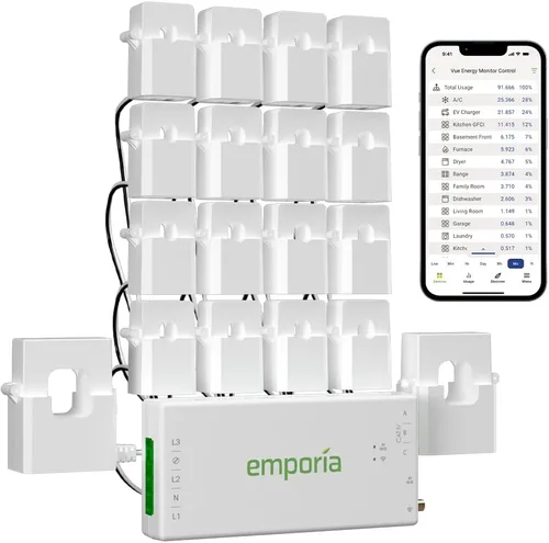 Miniatura 8 de Emporia Monitor de energía con 16 sensores + 4 enchufes inteligentes, seguimiento del uso de electricidad en todo el hogar y control en tiempo real