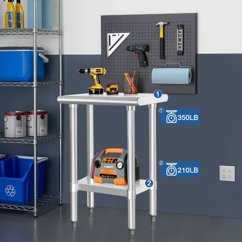 Miniatura 3 de HARDURA Mesa de trabajo de acero inoxidable comercial de 18 x 24 pulgadas, mesa de preparación de cocina y banco de trabajo comercial resistente