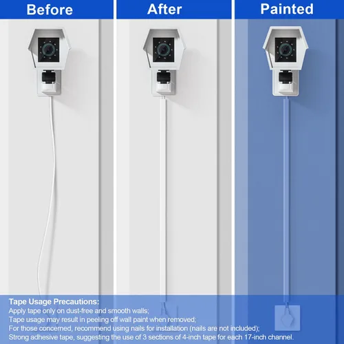 Miniatura 5 de Ocultacables de Pared para Un Cable, Cubiertas de Cable de Pared de 136 pulgadas, Kit de Cubierta de Cable de Instalación Fácil, Canaleta de Cables