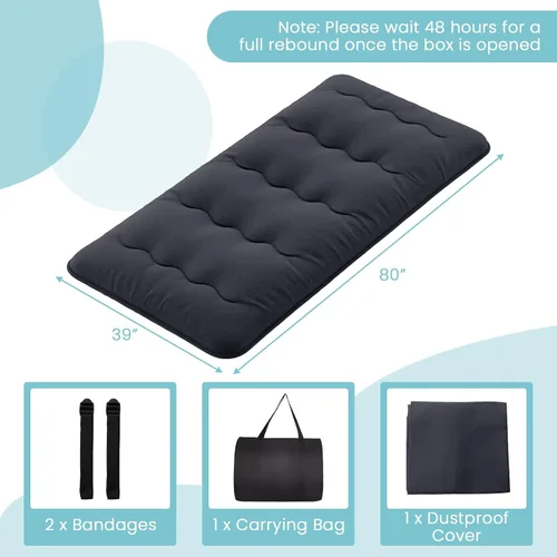 Miniatura 2 de Giantex Colchón japonés de suelo, colchón futón de 4 pulgadas con funda lavable y bolsa de almacenamiento, colchón plegable enrollable para tatami