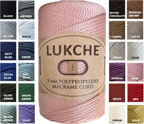 Miniatura 18 de Cordón de macramé de poliéster premium de 3 mm (134.72 metros), (250 g) 100% cuerda de macramé de polipropileno, hilo de crochet de macramé colorido