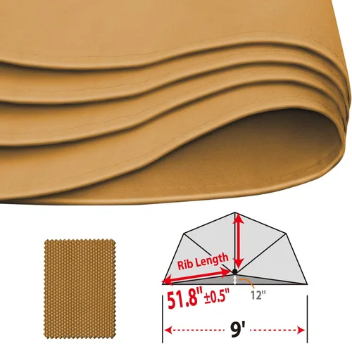 Miniatura 9 de YardGrow Toldo de repuesto para sombrilla de 9 pies y 5 varillas, solo toldo de repuesto, marco no incluido Beige Bronceado