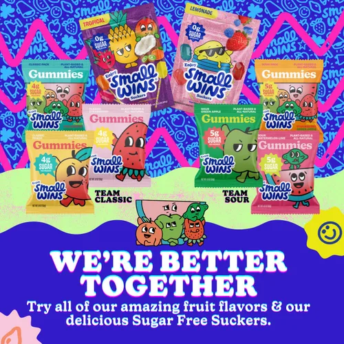 Miniatura 6 de Enjoy Small Wins Candy by Jayson Tatum - Paletas tropicales sin azúcar, ventosas veganas saludables, aperitivos bajos en calorías a base de plantas